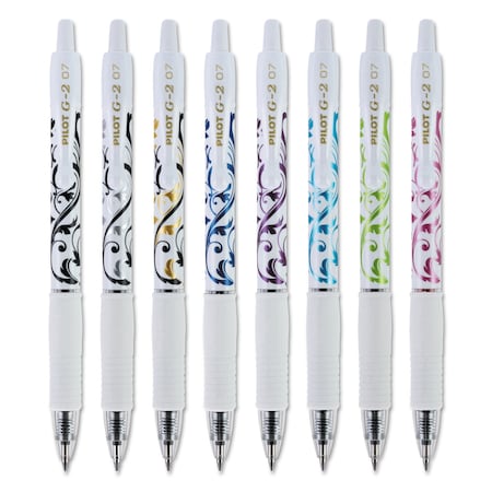 Pilot G2 Fashion Premium Gel Pen, Retractable, Fine 0.7 mm, Five Assorted Ink and Barrel Colors, PK5, 5PK 31392